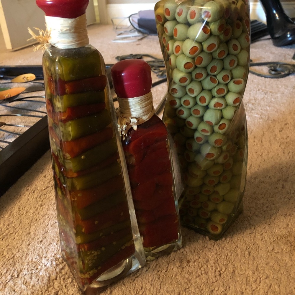 Tuscan olive/pepper bottles